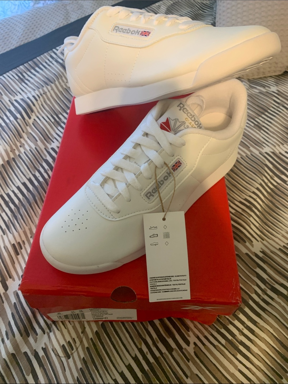 Reebok White Classic Princess Low-Top Sneakers with Red Logo